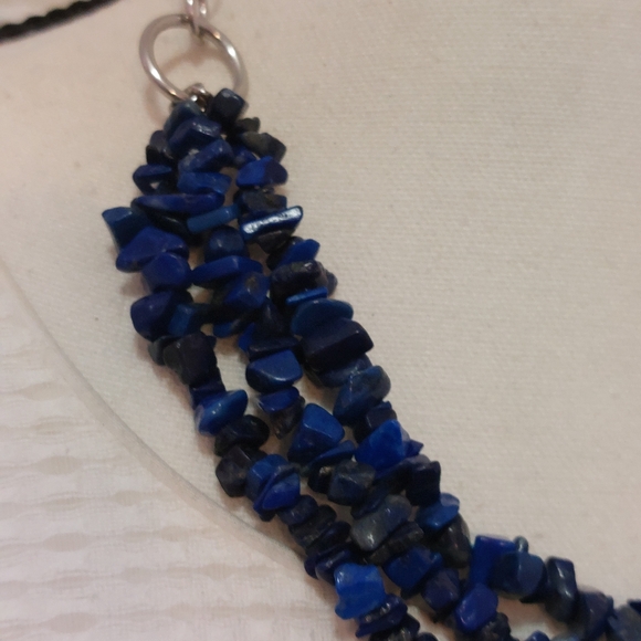 Blue Sodalite Beads Multistrand Statement Necklace - Picture 4 of 7